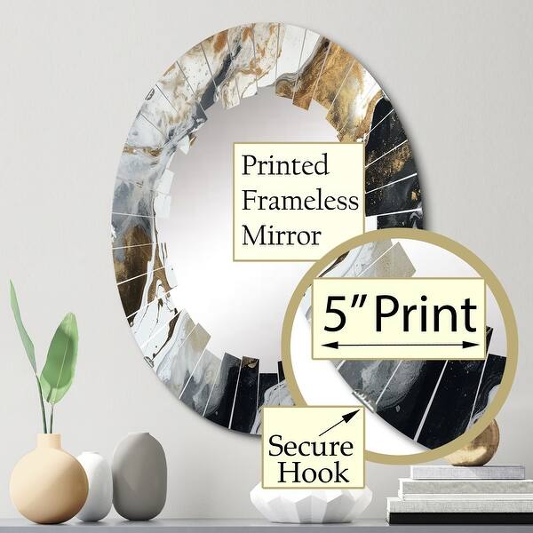 Designart "Gold Black Veins Of Color I" Abstract Modern Wall Mirror